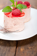 Image showing fresh raspberry cake mousse dessert