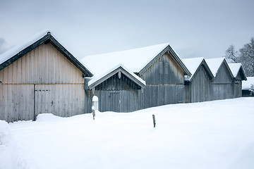 Image showing snow and huts