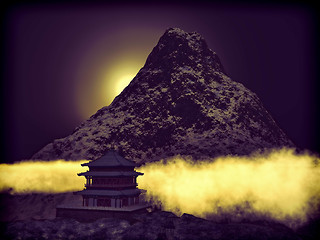 Image showing Buddhist Temple in mountains