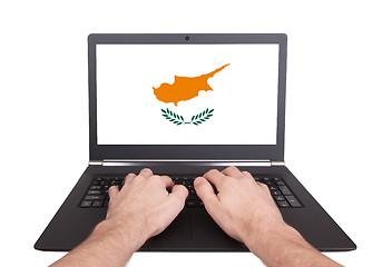 Image showing Hands working on laptop, Cyprus