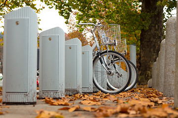 Image showing Station of urban bicycles for rent