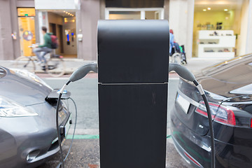 Image showing Electric Car in Charging Station.