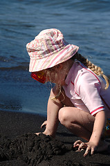 Image showing Child playing at the beach