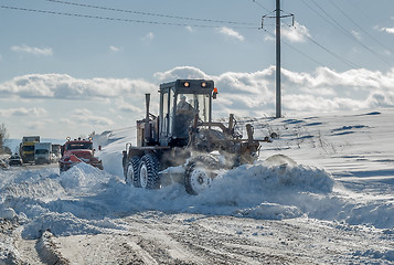 Image showing Snow grader in action