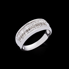 Image showing Diamond ring on black background