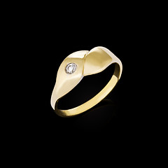 Image showing Gold Diamond ring on black background 