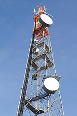 Image showing Telecommunication tower against the blue sky