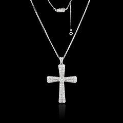 Image showing Diamond necklace with cross