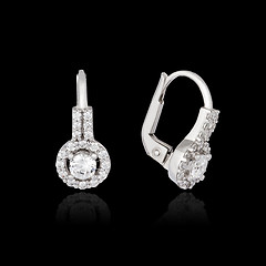 Image showing White gold earrings with diamond