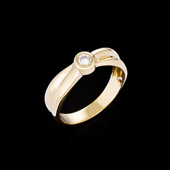 Image showing Gold Diamond ring on black background 