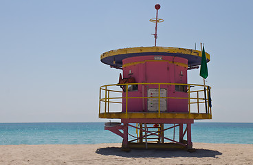 Image showing South Beach lifeguard hut in Miami, Florida