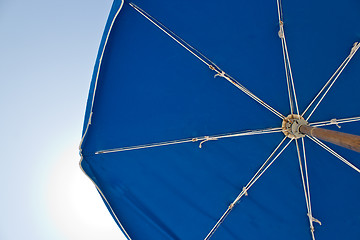 Image showing Sun umbrella on a bright, sunny day