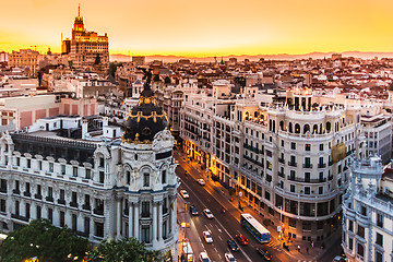 Image showing Panoramic view of Gran Via, Madrid, Spain.