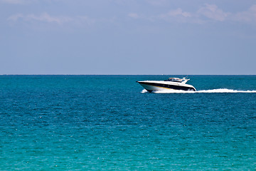 Image showing Cruising the ocean with a luxury boat
