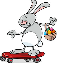 Image showing easter bunny on skateboard cartoon