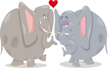 Image showing elephants in love cartoon illustration