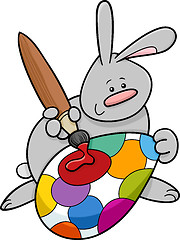 Image showing easter bunny painting egg cartoon
