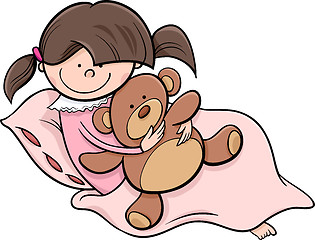 Image showing girl with teddy cartoon illustration