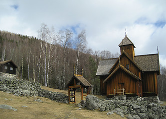 Image showing Old church (stavkirke) of Uvdal, Norway