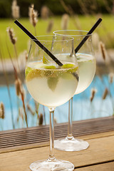 Image showing hugo prosecco elderflower soda ice summer drink 