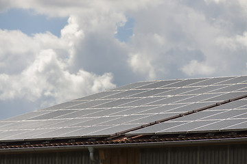 Image showing Photovoltaic solar panels on a roof