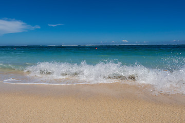 Image showing Beautiful tropical beach with lush vegetation