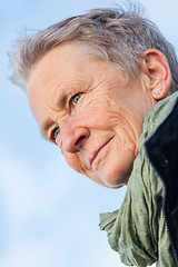 Image showing happy grey-haired elderly woman senior outdoor
