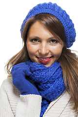 Image showing Close up Smiling Woman in Winter Outfit