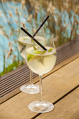 Image showing hugo prosecco elderflower soda ice summer drink 