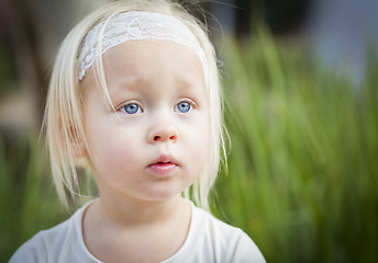 Image showing Adorable Little Girl Portrait Outside