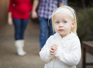 Image showing Adorable Little Girl with Her Mommy and Daddy Portrait