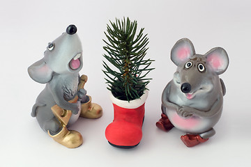 Image showing Mousy and a fur-tree