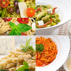 Image showing collection of different type of Italian pasta collage