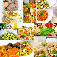 Image showing collection of different type of Italian pasta collage