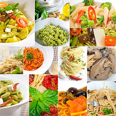 Image showing collection of different type of Italian pasta collage