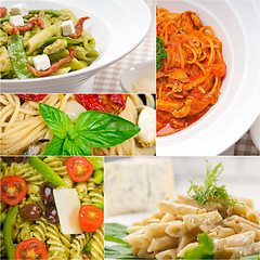 Image showing collection of different type of Italian pasta collage