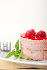 Image showing fresh raspberry cake mousse dessert