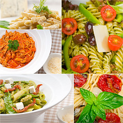 Image showing collection of different type of Italian pasta collage