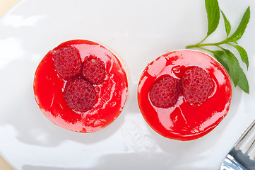 Image showing fresh raspberry cake mousse dessert