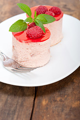 Image showing fresh raspberry cake mousse dessert