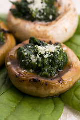 Image showing mushrooms stuffed with spinach