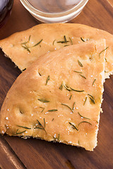 Image showing Italian focaccia bread with rosemary