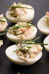 Image showing stuffed eggs with salmon 