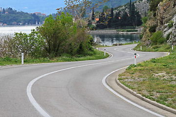 Image showing Curvy seaside road