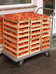 Image showing Peach crates