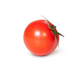 Image showing Single Fresh Red Tomato With Green Stem