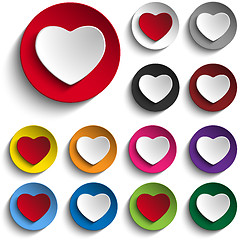Image showing Set of Valentine Day Colorful Heart Button