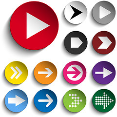 Image showing Set of Arrows on Colorful Buttons