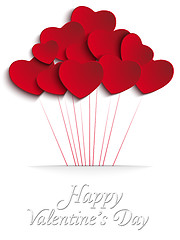 Image showing Valentines Day Heart Balloons on Red Background