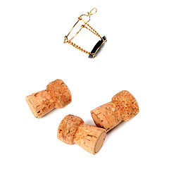 Image showing Three cork from champagne wine and muselet